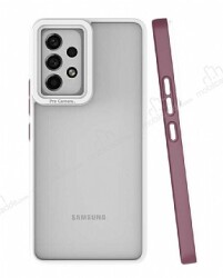 Eiroo Mima Samsung Galaxy A53 5G Kamera Korumalı Mürdüm Rubber Kılıf - Eiroo