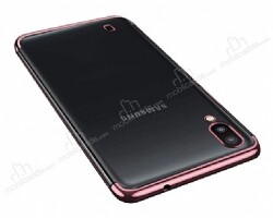 Eiroo Radiant Samsung Galaxy A10 Rose Gold Kenarlı Şeffaf Silikon Kılıf - Eiroo