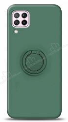 Eiroo Ring Color Huawei P40 Lite Yüzük Tutuculu Koyu Yeşil Silikon Kılıf - Eiroo