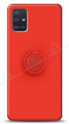 Eiroo Ring Color Samsung Galaxy A71 Yüzük Tutuculu Kırmızı Silikon Kılıf - Eiroo