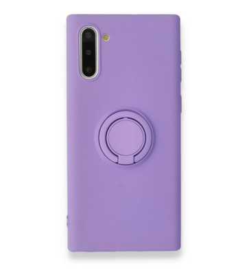 Eiroo Ring Color Samsung Galaxy Note 10 Yüzük Tutuculu Mor Silikon Kılıf - Eiroo
