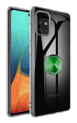 Eiroo Ring Crystal Samsung Galaxy A71 Yüzüklü Şeffaf Silikon Kılıf - Eiroo