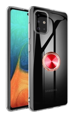 Eiroo Ring Crystal Samsung Galaxy A71 Yüzüklü Şeffaf Silikon Kılıf - 5