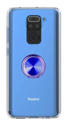 Eiroo Ring Crystal Xiaomi Redmi Note 9 Yüzüklü Lacivert Silikon Kılıf - 1