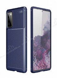 Eiroo Rugged Carbon Samsung Galaxy S20 FE Lacivert Silikon Kılıf - Eiroo