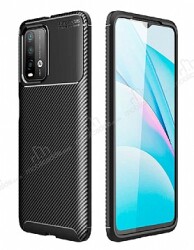 Eiroo Rugged Carbon Xiaomi Poco M3 Siyah Silikon Kılıf - Eiroo