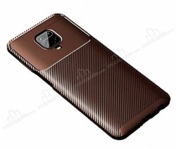 Eiroo Rugged Carbon Xiaomi Redmi Note 9 Pro Kahverengi Silikon Kılıf - Eiroo