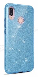 Eiroo Silvery Huawei P Smart 2019 Simli Mavi Silikon Kılıf - Eiroo
