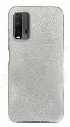 Eiroo Silvery Xiaomi Redmi 9T Simli Silver Silikon Kılıf - Eiroo
