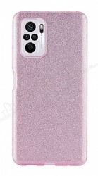 Eiroo Silvery Xiaomi Redmi Note 10 Kamera Korumalı Simli Rose Gold Silikon Kılıf - Eiroo