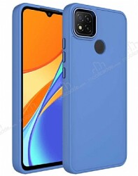 Eiroo Xiaomi Redmi 10A Metal Çerçeveli Mavi Rubber Kılıf - Eiroo