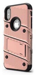 Eiroo Zag Armor iPhone X / XS Standlı Ultra Koruma Rose Gold Kılıf - 1