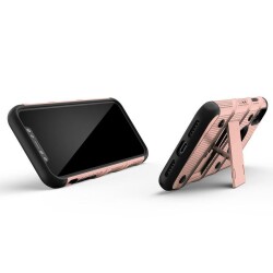 Eiroo Zag Armor iPhone X / XS Standlı Ultra Koruma Rose Gold Kılıf - 2