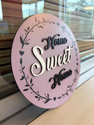 Home Sweet Home Tasarımlı Ahşap Kapı Süsü 25,5 cm - 2