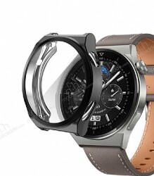 Huawei Watch GT 3 Pro 43mm Ekran Koruyucu Siyah Silikon Kılıf - Eiroo