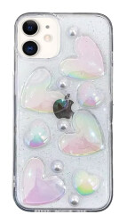 iPhone 11 3 Boyutlu Kalpli Hologram Silikon Kılıf - Eiroo