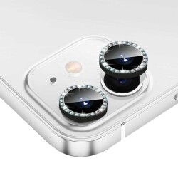 iPhone 11 Crystal Taşlı Siyah Kamera Lensi Koruyucu - Eiroo