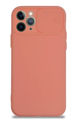 iPhone 11 Pro Kapak Kamera Korumalı Sürgülü Pembe Silikon Kılıf - Eiroo