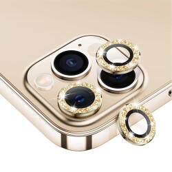 iPhone 12 Pro 6.1 inç Gold Taşlı Kamera Lens Koruyucu - Eiroo