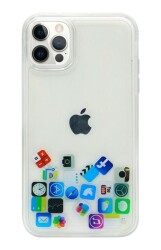 iPhone 12 Pro Max 6.7 inç Sulu Mobil Uygulama Simgeleri Rubber Kılıf - 1