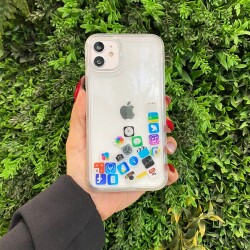 iPhone 12 Pro Max 6.7 inç Sulu Mobil Uygulama Simgeleri Rubber Kılıf - 4