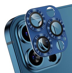iPhone 12 Pro Max Metal Mavi Kamera Lens Koruyucu - Eiroo