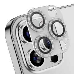 iPhone 12 Pro Max Metal Silver Kamera Lens Koruyucu - Eiroo