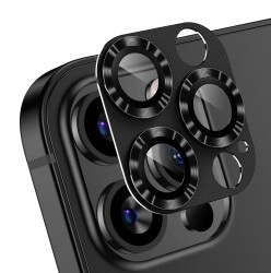 iPhone 12 Pro Max Metal Siyah Kamera Lens Koruyucu - Eiroo