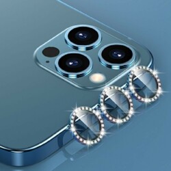 iPhone 13 / 13 Mini Crystal Taşlı Silver Kamera Lensi Koruyucu - 2