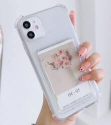 iPhone 13 Kartlıklı Kamera Korumalı Şeffaf Rubber Kılıf - 6