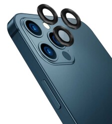 iPhone 13 Pro / 13 Pro Max Siyah Metal Kamera Lens Koruyucu - Eiroo