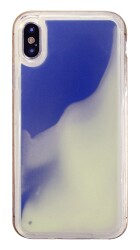 iPhone X / XS Neon Kumlu Mavi Silikon Kılıf - 1
