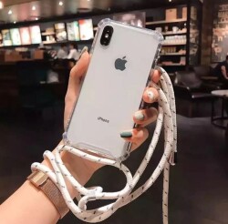 iPhone X / XS Siyah Askılı Şeffaf Silikon Kılıf - 2