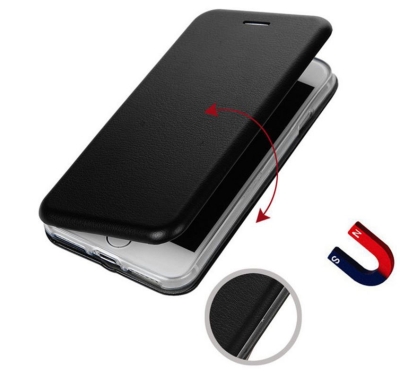 iPhone XR Curve Manyetik Kapaklı Siyah Deri Kılıf - 2