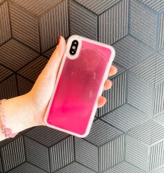 iPhone XR Neon Kumlu Pembe Silikon Kılıf - 2