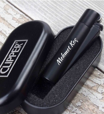 İsme Kişiye Özel Clipper Metal Çakmak Siyah - Mch