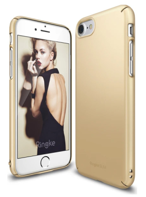 Ringke Slim iPhone 7 / 8 Tam Kenar Koruma Gold Rubber Kılıf - Ringke