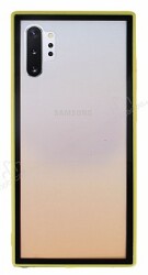 Samsung Galaxy Note 10 Plus Silikon Kenarlı Geçişli Sarı Rubber Kılıf - Eiroo