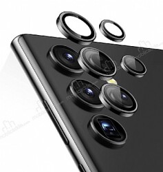 Samsung Galaxy S23 Ultra Siyah Metal Kamera Lens Koruyucu - Eiroo
