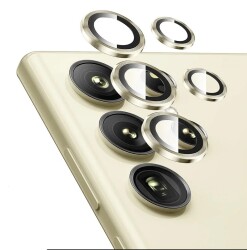 Samsung Galaxy S24 Ultra Metal Gold Kamera Lens Koruyucu - Eiroo