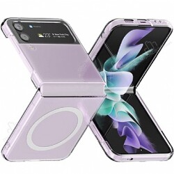 Samsung Galaxy Z Flip3 5G Kablosuz Şarj Özellikli Şeffaf Silikon Kılıf - Eiroo