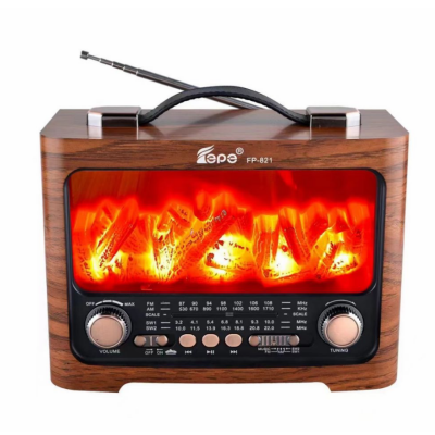 Taşınabilir Retro Şömine Görünümlü Ahşap Radyo - Mch