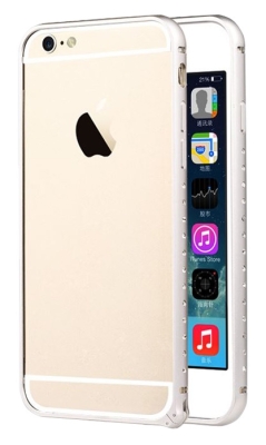 Totu Design iPhone 6 / 6S Dazzling Series Taşlı Bumper Çerçeve Silver Kılıf - TotuDesign