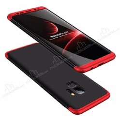 Zore GKK Ays Samsung Galaxy S9 Plus 360 Derece Koruma Siyah-Kırmızı Rubber Kılıf - Zore